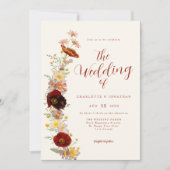 Elegant Boho Wildblumen Herbst Einladung (Vorderseite)