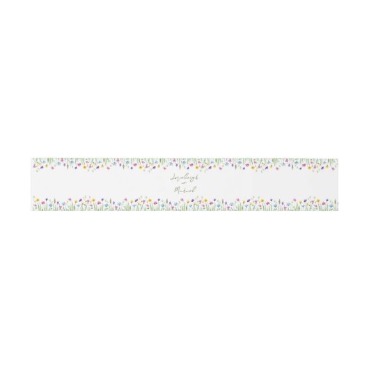 Elegant Boho Wildblumen Hochzeit Einladungsbanderole (Flach)