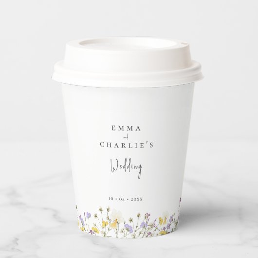 Elegant Boho Wildblumen Hochzeit Pappbecher (Vorderseite)