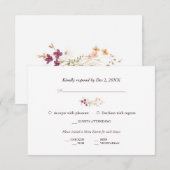Elegant Boho Wildblumen Hochzeit RSVP Karte (Vorne/Hinten)