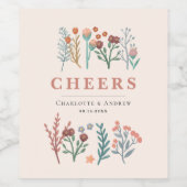 Elegant Boho Wildblumen Hochzeit Weinetikett (Einzelnes Label)