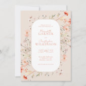 Elegant Boho Wildblumen Pink Wedding Einladung (Vorderseite)