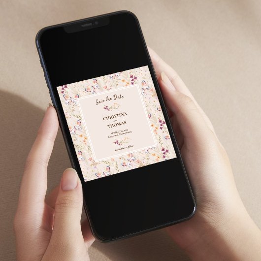 Elegant Boho Wildblumen Save the Date