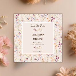 Elegant Boho Wildblumen Save the Date