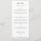 Elegant Boho Wildblumen Script Wedding Menükarte (Vorderseite)