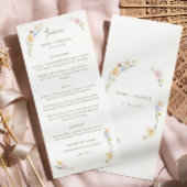Elegant Boho Wildblumen Script Wedding Menükarte
