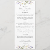 Elegant Boho Wildblumen Script Wedding Menükarte (Vorderseite)
