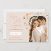 Elegant Boho Wildblumen Wedding Foto Save The Date (Vorderseite)