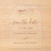 Elegant Boho Wildflower Meadow Wedding Acryleinladungen (Vorderseite)