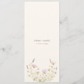 Elegant Boho wildflowers Script Wedding Menükarte (Rückseite)