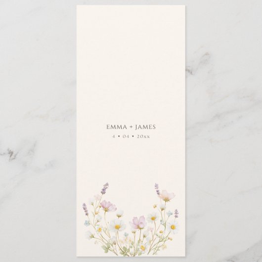 Elegant Boho wildflowers Script Wedding  Menükarte (Rückseite)
