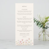 Elegant Boho wildflowers Script Wedding  Menükarte (Stehend Vorderseite)