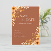 Elegant Boho Winter Floral Hand-Drawn Wedding Save The Date (Stehend Vorderseite)