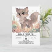 Elegant Boho Wolf Digital Geburtstag Einladung (Stehend Vorderseite)