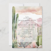 Elegant Boho Wüste Landschaft Cactus Wedding Einladung (Vorderseite)