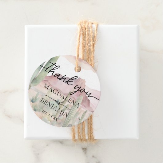 Elegant Boho Wüste Landschaft Cactus Wedding Geschenkanhänger (Beispiel)