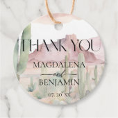 Elegant Boho Wüste Landschaft Cactus Wedding Geschenkanhänger (Vorderseite)