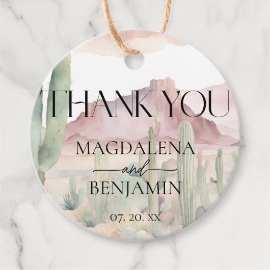 Elegant Boho Wüste Landschaft Cactus Wedding Geschenkanhänger (Vorderseite)