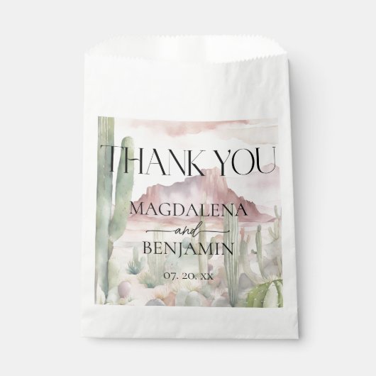 Elegant Boho Wüste Landschaft Cactus Wedding Geschenktütchen (Vorderseite)