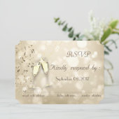 Elegant Bokeh, Confetti Wine Glasses RSVP Card Einladung (Stehend Vorderseite)