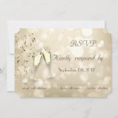 Elegant Bokeh, Confetti Wine Glasses RSVP Card Einladung (Vorderseite)