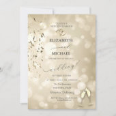 Elegant Bokeh,Confetti Wine Glasses Wedding Einladung (Vorderseite)