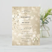 Elegant Bokeh,Confetti Wine Glasses Wedding Einladung (Stehend Vorderseite)