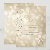 Elegant Bokeh,Confetti Wine Glasses Wedding Einladung (Vorne/Hinten)