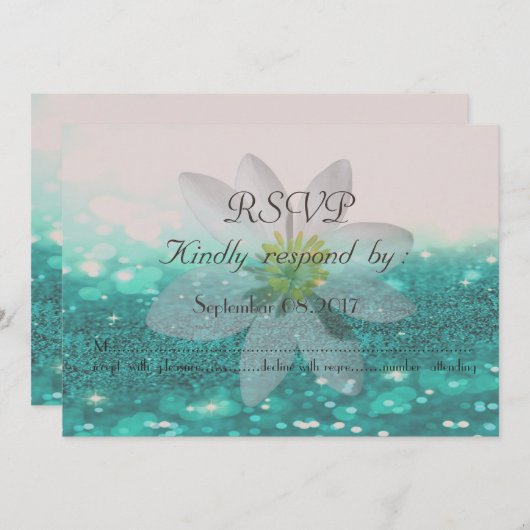 Elegant Bokeh ,Glittery,Daisy Wedding RSVP Card Einladung (Vorne/Hinten)