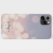 Elegant Bokeh Glitzer Lila Rosa Monogramm Name iPhone Hülle (Rückseite (Horizontal))