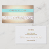 Elegant Bokeh Gold gestreift Light Türkis Chic Visitenkarte (Vorne/Hinten)