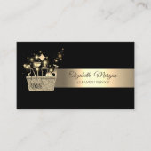 Elegant Bokeh Gold Glitter Cleaning Tools Black Visitenkarte (Vorderseite)