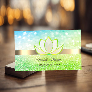 Elegant Bokeh Gold, Green Lotus Blume Yoga Reiki Visitenkarte