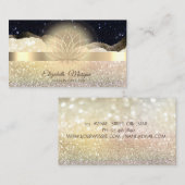 Elegant Bokeh Gold, Lotus Black Glitzer Yoga Visitenkarte (Vorne/Hinten)