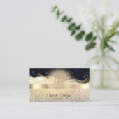 Elegant Bokeh Gold, Lotus Black Glitzer Yoga Visitenkarte (Stehend Vorderseite)