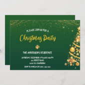 Elegant Bokeh Gold Pine Tree Weihnachts-Party Einladung (Vorne/Hinten)