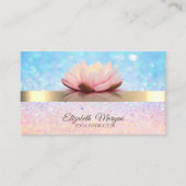 Elegant Bokeh Gold Stripe, Lotus Yoga Instructor Visitenkarte (Vorderseite)