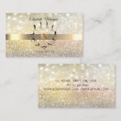 Elegant Bokeh Gold, Yoga Instructor Silhouette Visitenkarte (Vorne/Hinten)