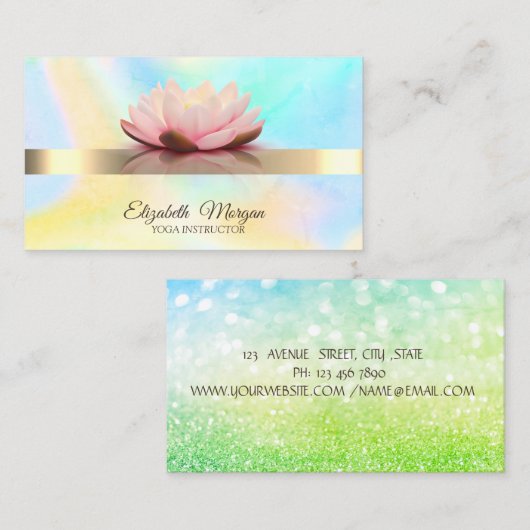Elegant Bokeh Green, Lotus Blume Yoga Visitenkarte (Vorne/Hinten)