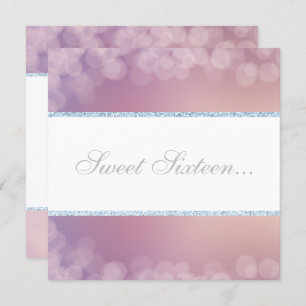 ELEGANT BOKEH LILAC WHITE GLITZER BBLE SWEET 16 EINLADUNG