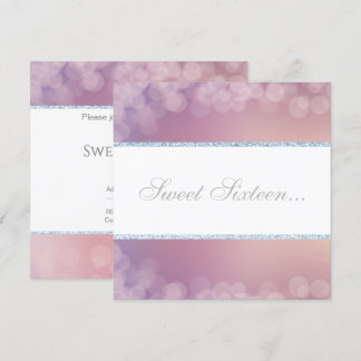 ELEGANT BOKEH LILAC WHITE GLITZER BBLE SWEET 16 EINLADUNG