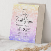 Elegant Bokeh Modernes Script Sweet 16 Ombre Rainb Einladung