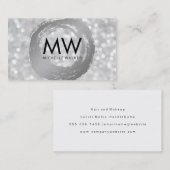 Elegant Bokeh Mongram Artistic Silver Brushed Visitenkarte (Vorne/Hinten)