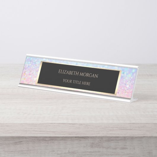 Elegant Bokeh Ombre Frame Schreibtischnamensplakette (Vorderseite )