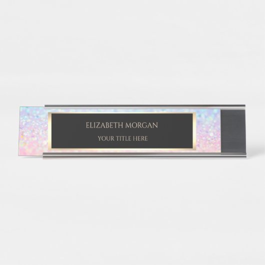 Elegant Bokeh Ombre Frame Schreibtischnamensplakette (Vorderseite )