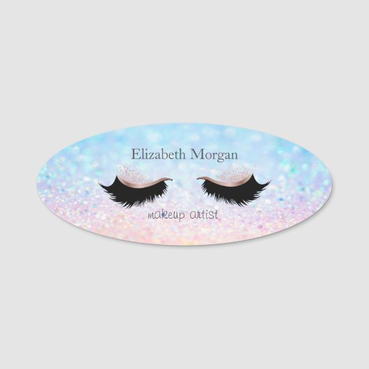 Elegant Bokeh Ombre Imitats Lashes Namensschild (Vorderseite)