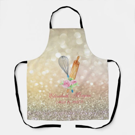 Elegant Bokeh Rolling Button Whisk Bäckerei Schürze (Vorderseite)