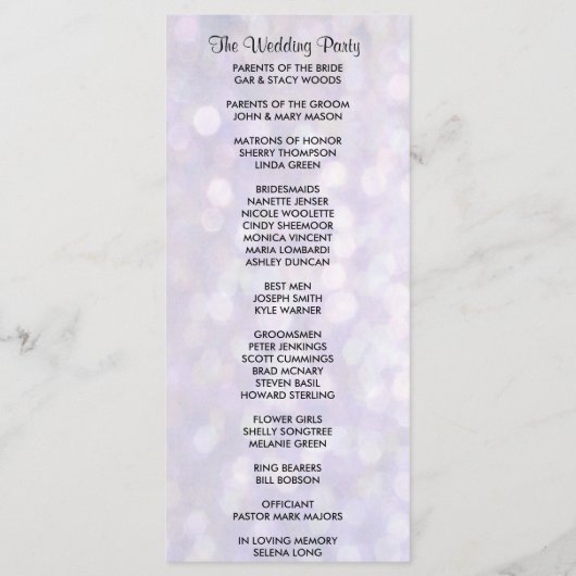 Elegant Bokeh Wedding Program Programm (Rückseite)