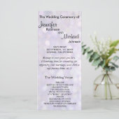 Elegant Bokeh Wedding Program Programm (Stehend Vorderseite)
