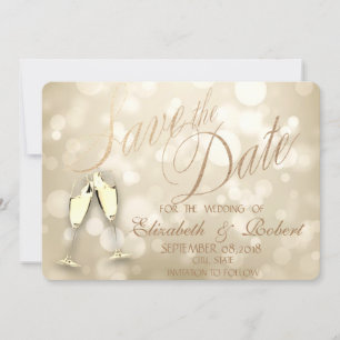Elegant Bokeh Wine Glasses Save the Date